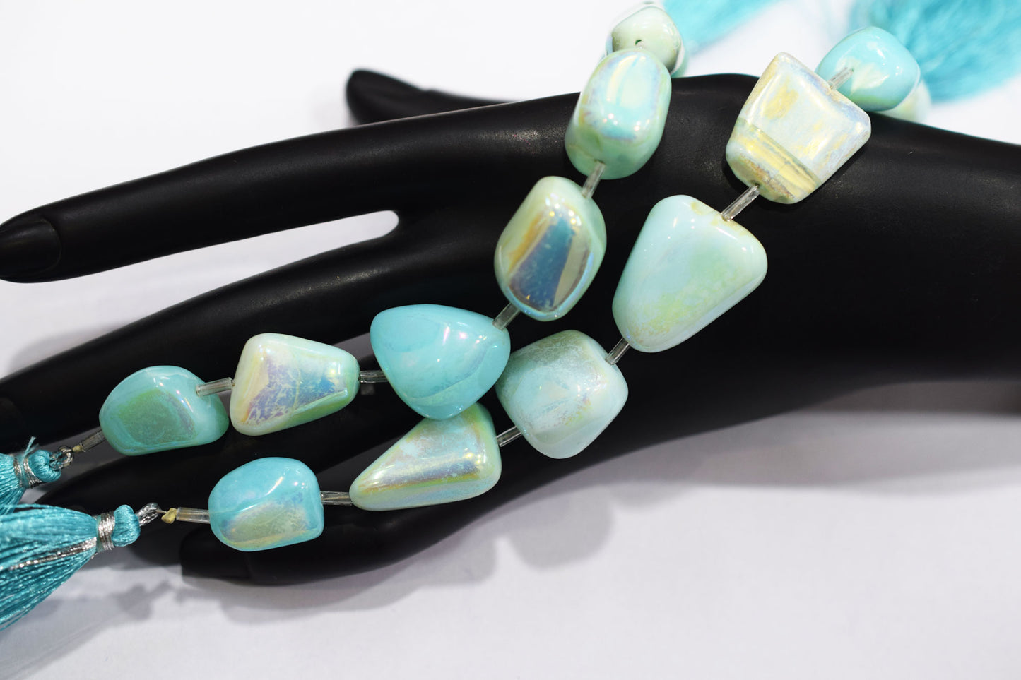 7 Pieces Blue Opal Rustic Style Titanium Coated Nuggets Shape Beads , Sold By Strand , 13x15 - 19x23 mm , 20410