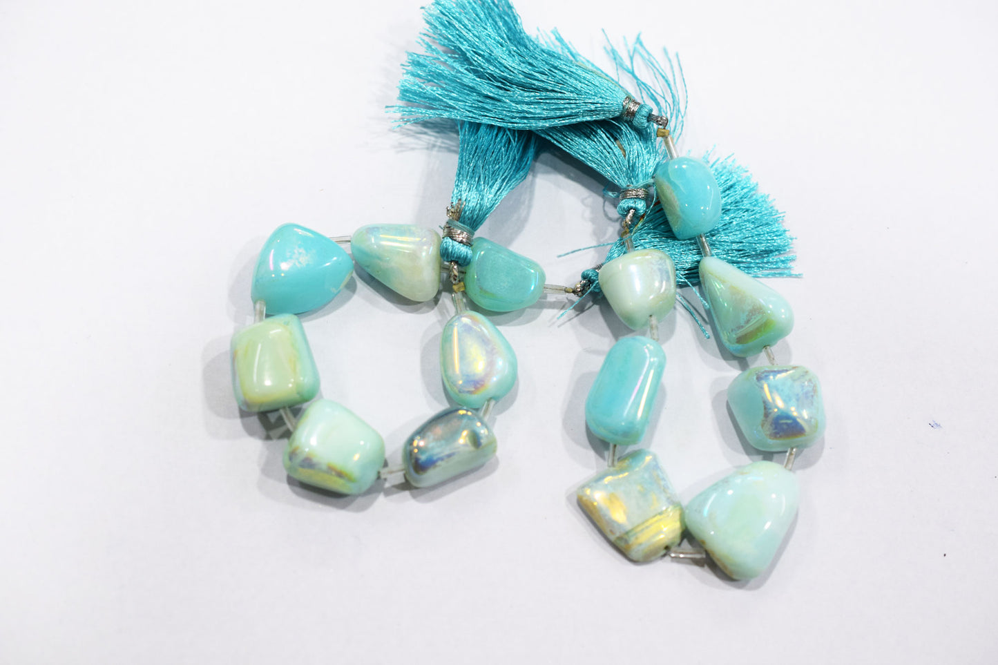 7 Pieces Blue Opal Rustic Style Titanium Coated Nuggets Shape Beads , Sold By Strand , 13x15 - 19x23 mm , 20410