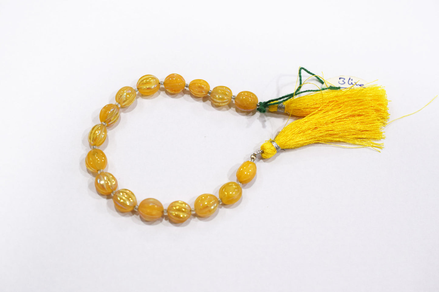 Rustic Metallic Coated Yellow Sapphire Coloured Quartz Oval Carved Melon Shape Beads , Sold By Strand , 8x9 - 9x11 mm , 7" , 20415