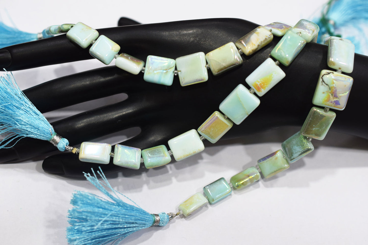 Rustic Metallic Coated Blue Opal Uneven Rectangle Shape Beads , Sold By Strand , 10x11 - 12x15 mm , 7", 20423
