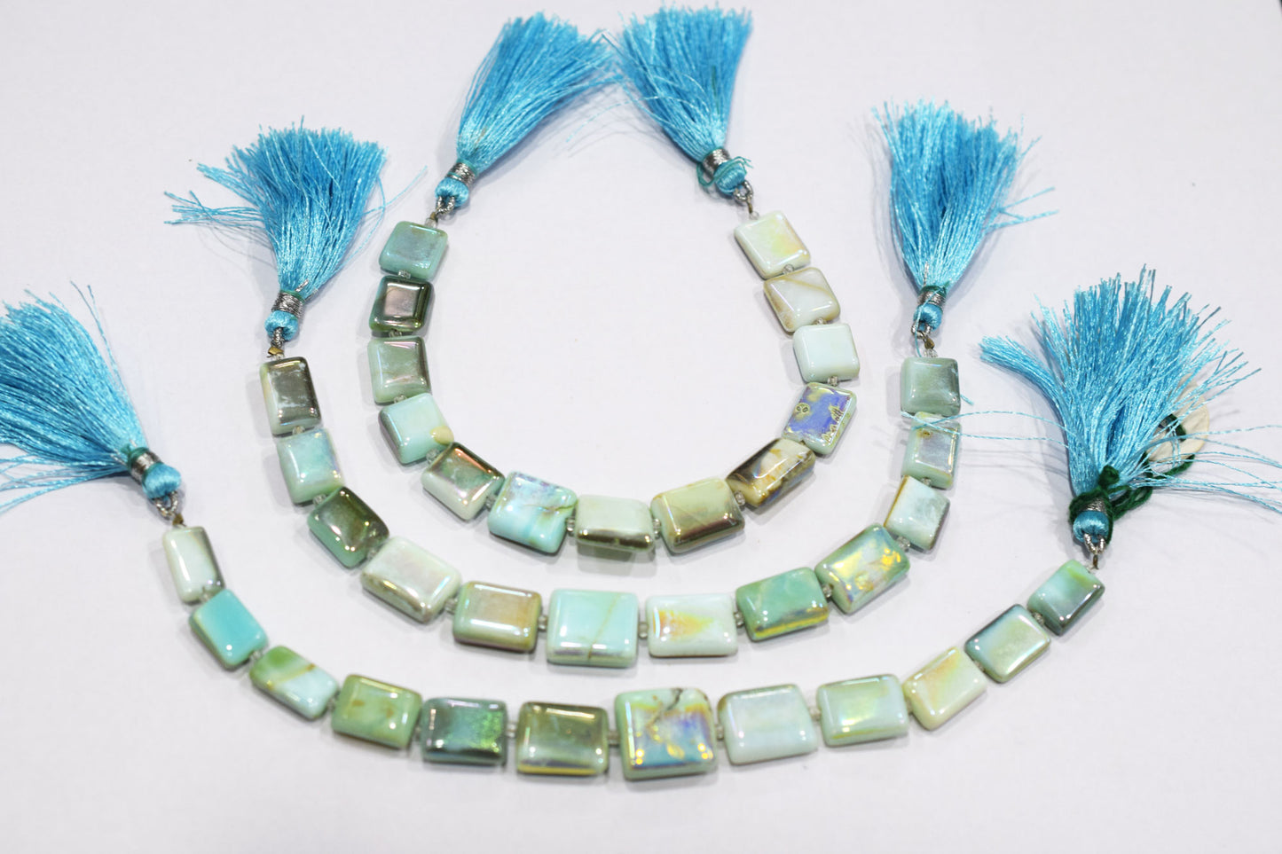 Rustic Metallic Coated Blue Opal Uneven Rectangle Shape Beads , Sold By Strand , 10x11 - 12x15 mm , 7", 20423
