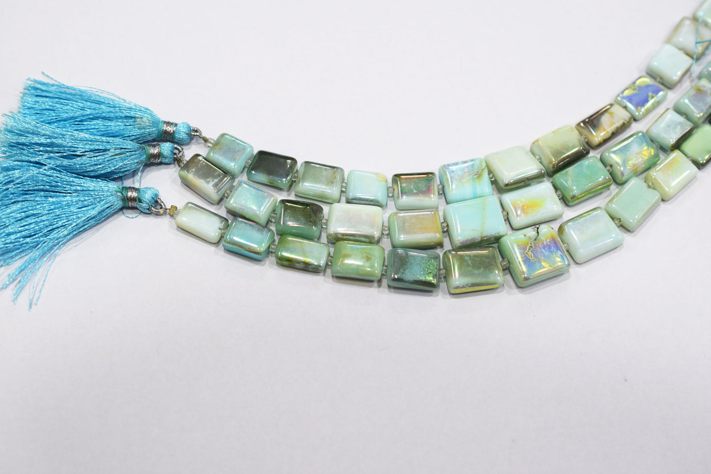 Rustic Metallic Coated Blue Opal Uneven Rectangle Shape Beads , Sold By Strand , 10x11 - 12x15 mm , 7", 20423