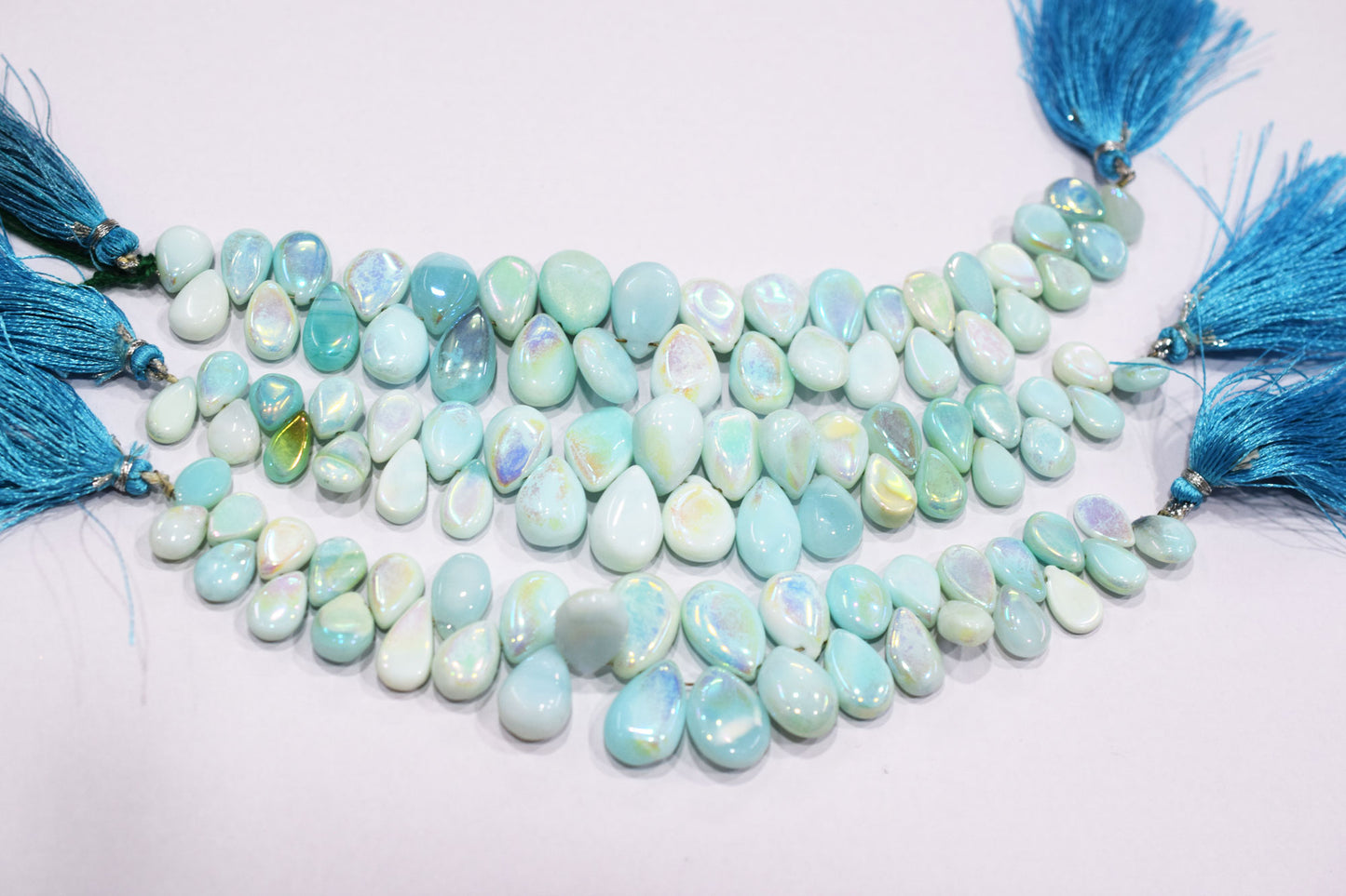 Rustic Metallic Coated Blue Opal Pear Shape Beads , Sold By Strand , 7.50x11 - 12.50x18 mm , 7", 20424