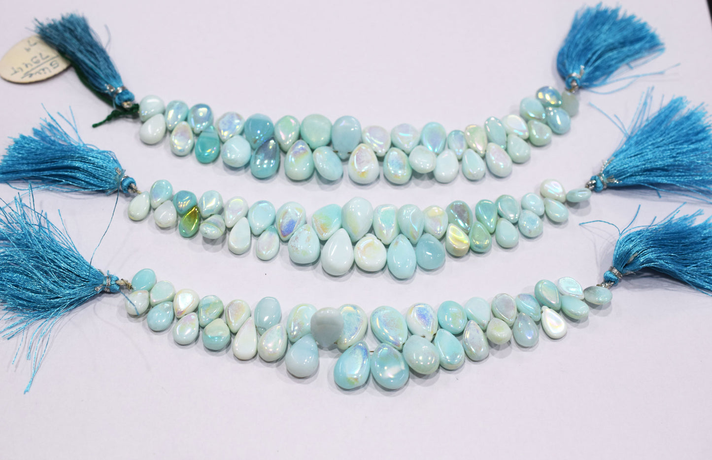 Rustic Metallic Coated Blue Opal Pear Shape Beads , Sold By Strand , 7.50x11 - 12.50x18 mm , 7", 20424
