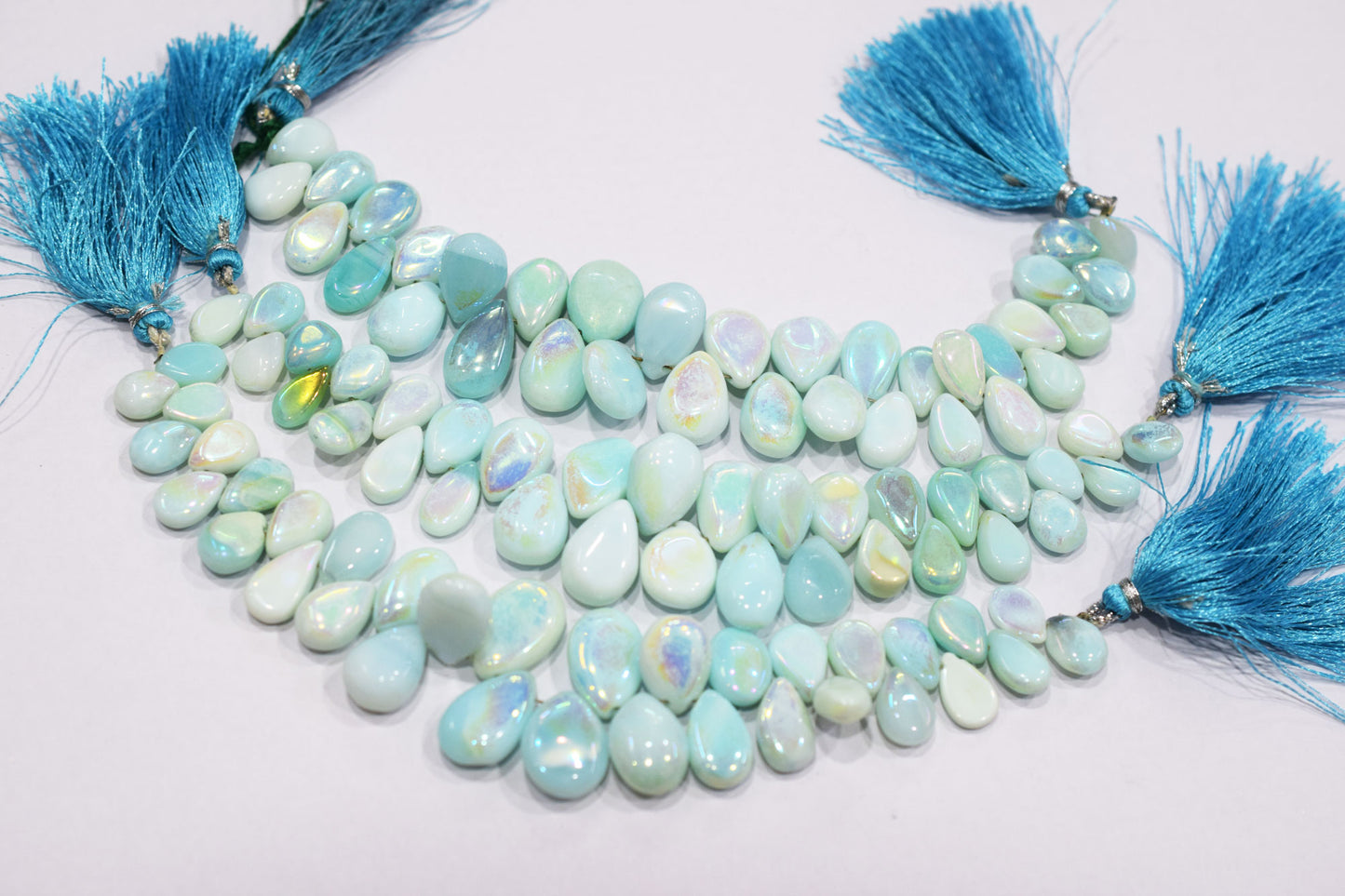 Rustic Metallic Coated Blue Opal Pear Shape Beads , Sold By Strand , 7.50x11 - 12.50x18 mm , 7", 20424