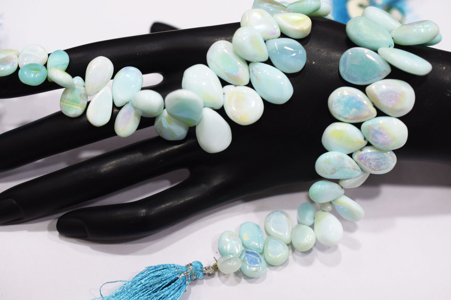 Rustic Metallic Coated Blue Opal Pear Shape Beads , Sold By Strand , 7.50x11 - 12.50x18 mm , 7", 20424