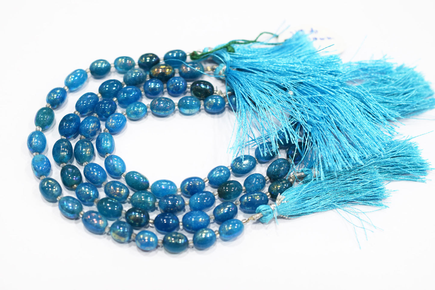Rustic Metallic Coated Sky Blue Coloured Quartz Oval Carved Melon Shape Beads , Sold By Strand , 7.50x8.50 - 7.50x10 mm , 7" , 20426