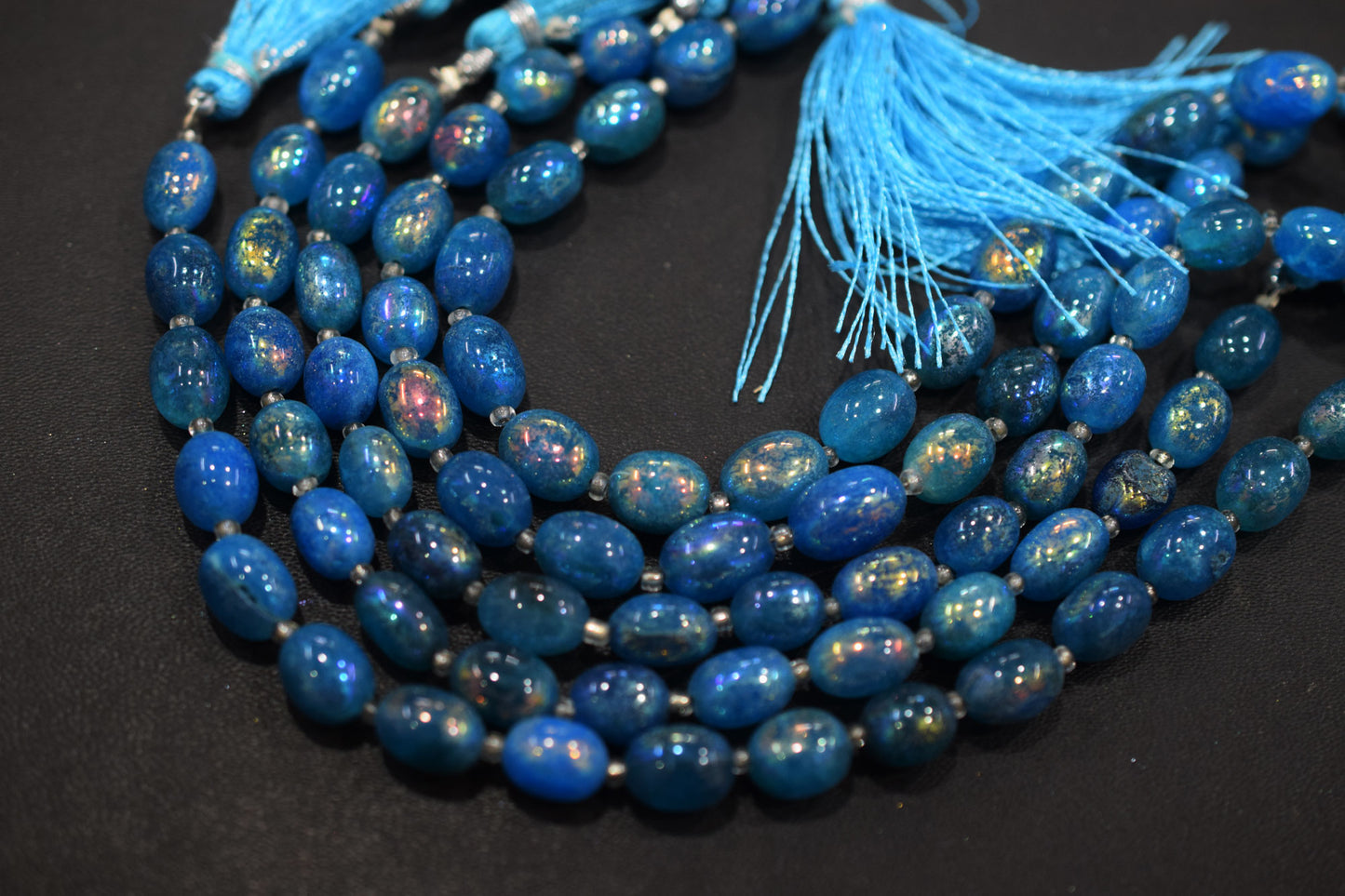 Rustic Metallic Coated Sky Blue Coloured Quartz Oval Carved Melon Shape Beads , Sold By Strand , 7.50x8.50 - 7.50x10 mm , 7" , 20426