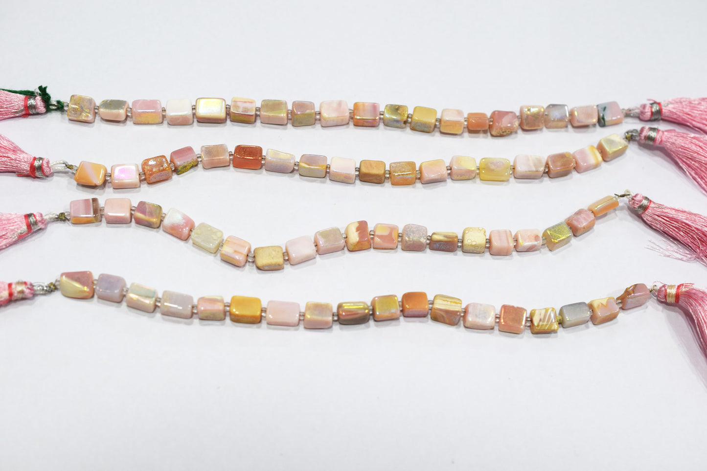 Rustic Metallic Coated Pink Opal Uneven Rectangle Shape Gemstone , Sold By Strand , 6x7 - 7x9 mm , 7", 20434