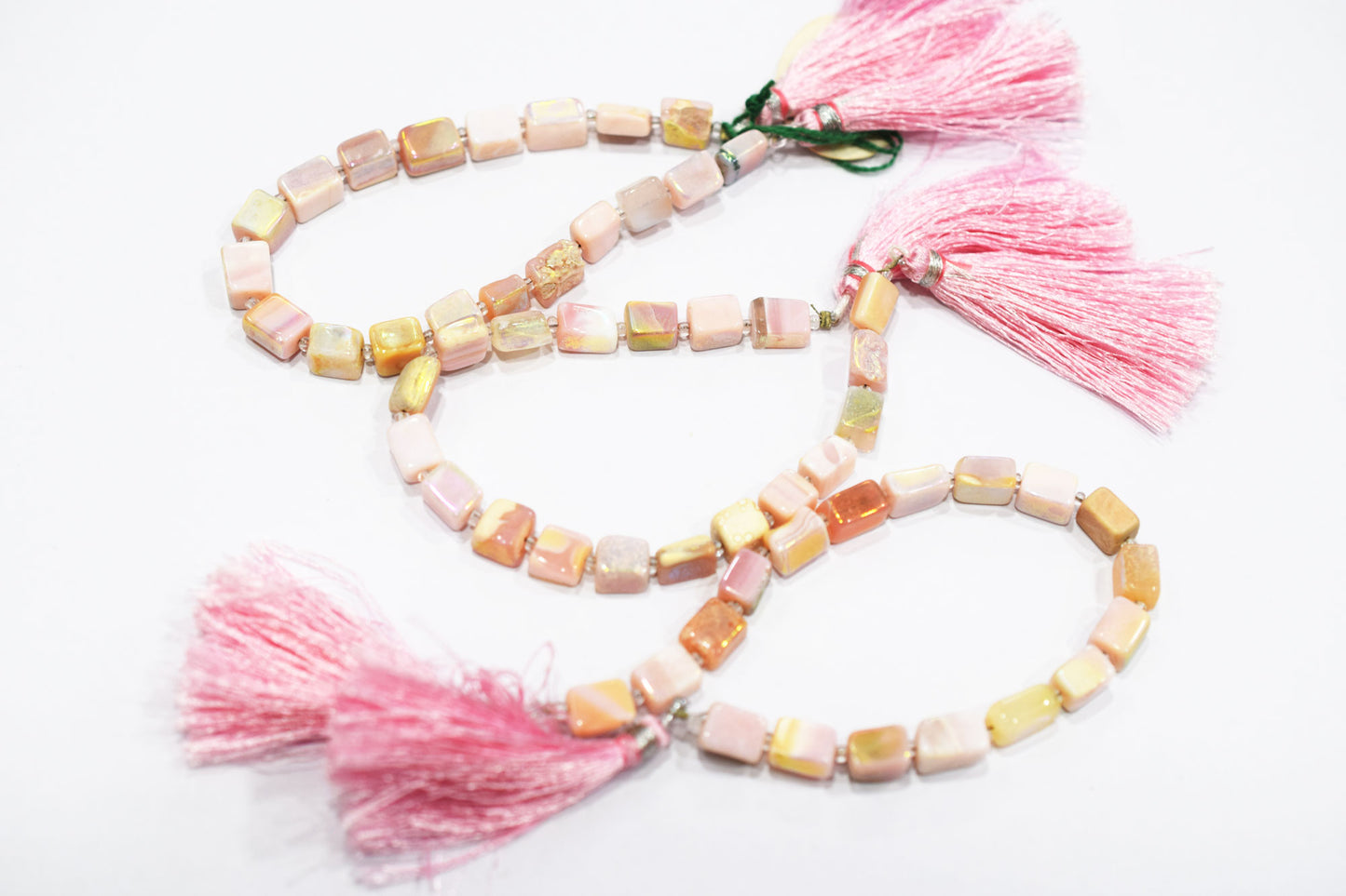 Rustic Metallic Coated Pink Opal Uneven Rectangle Shape Gemstone , Sold By Strand , 6x7 - 7x9 mm , 7", 20434