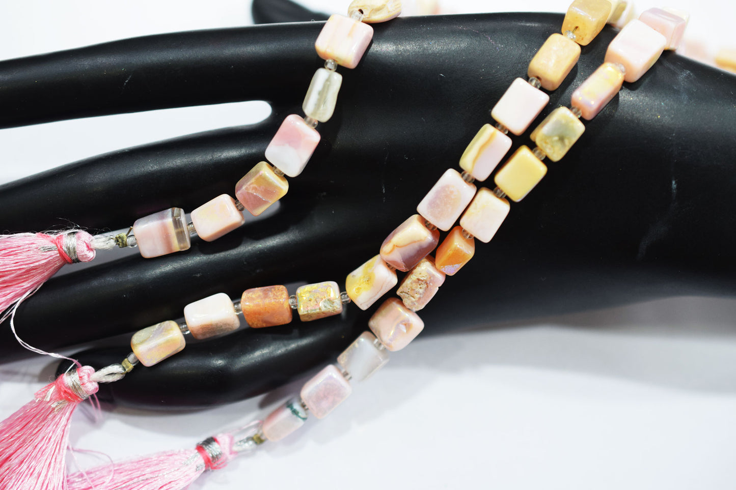 Rustic Metallic Coated Pink Opal Uneven Rectangle Shape Gemstone , Sold By Strand , 6x7 - 7x9 mm , 7", 20434