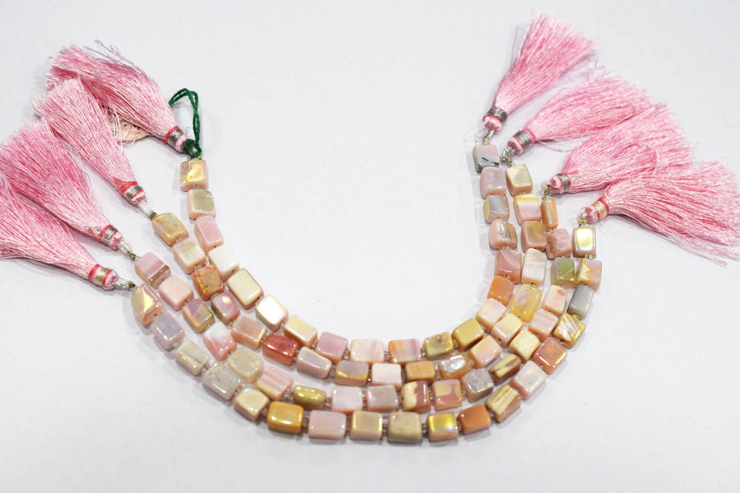 Rustic Metallic Coated Pink Opal Uneven Rectangle Shape Gemstone , Sold By Strand , 6x7 - 7x9 mm , 7", 20434