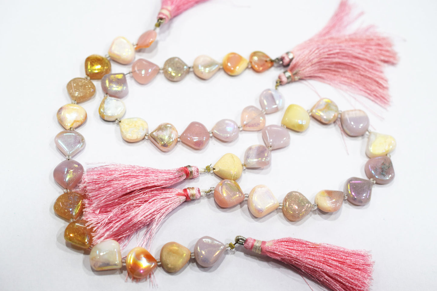 Rustic Metallic Coated Pink Opal Heart Shape Gemstone , Sold By Strand , 13x13 - 14x14 mm , 7" , 20436