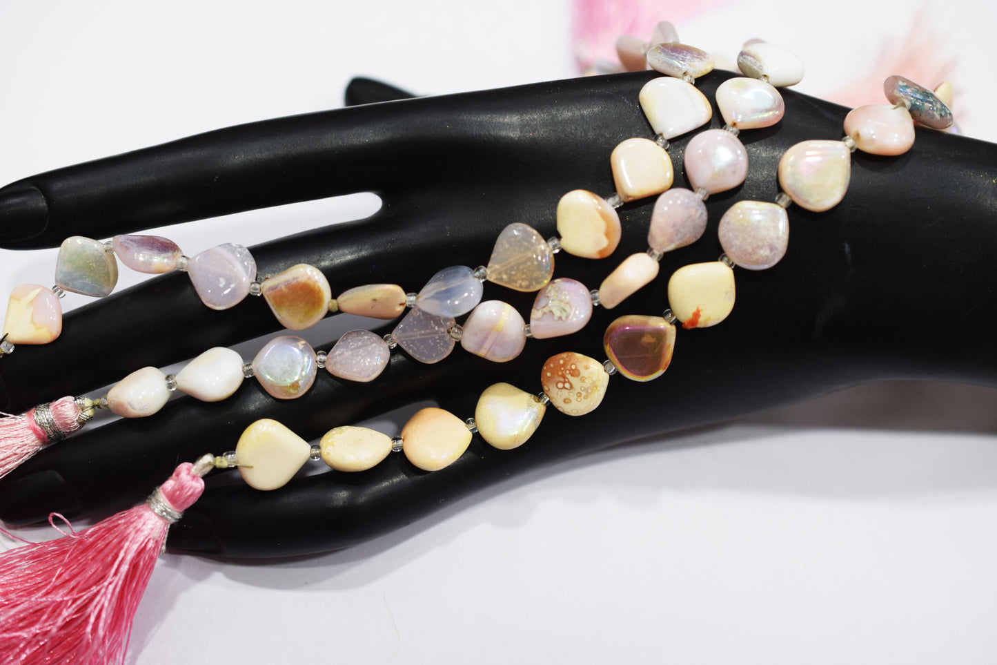 Rustic Metallic Coated Pink Opal Heart Shape Gemstone , Sold By Strand , 10x10 - 11x11 mm , 7" , 20437