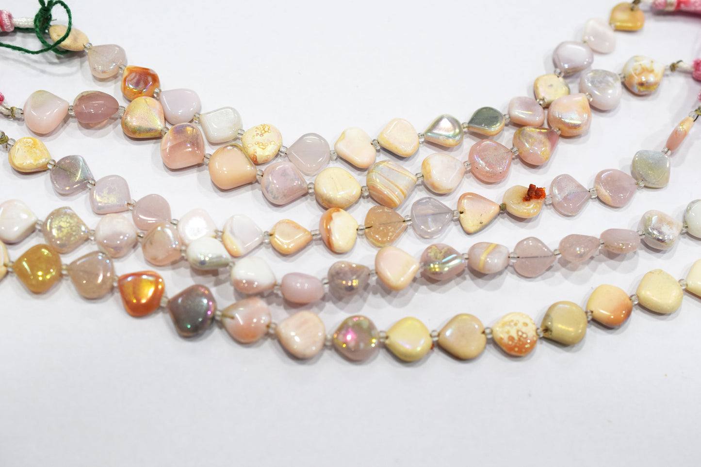 Rustic Metallic Coated Pink Opal Heart Shape Gemstone , Sold By Strand , 10x10 - 11x11 mm , 7" , 20437