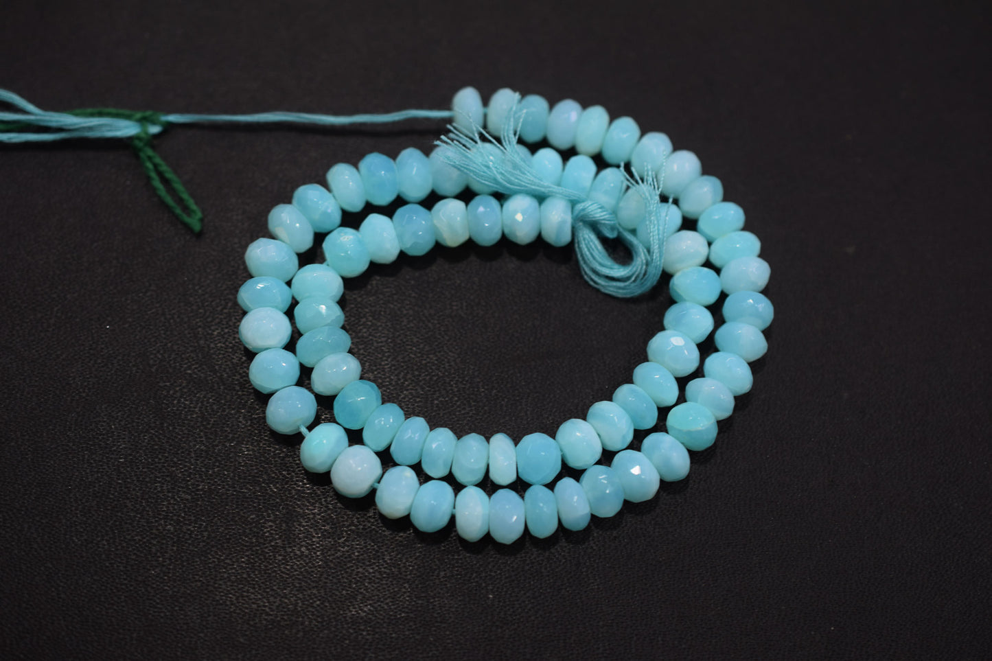 Natural Peruvian Blue Opal Rondelle Faceted Beads , Sold By Strand , 7 - 7.50 mm , 13",  20483