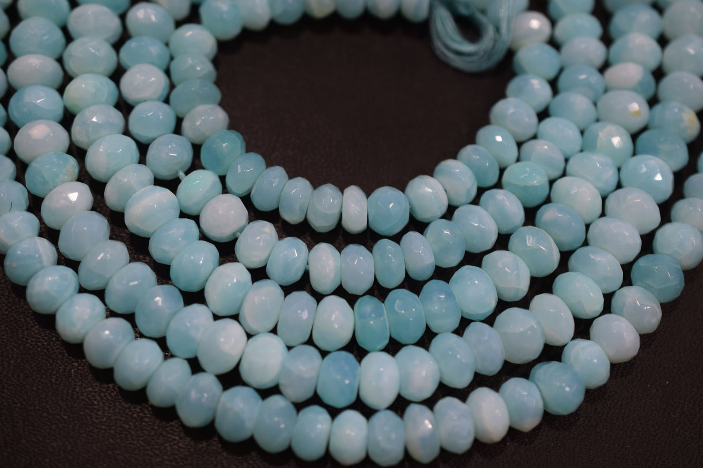 Natural Peruvian Blue Opal Rondelle Faceted Beads , Sold By Strand , 7 - 7.50 mm , 13",  20483