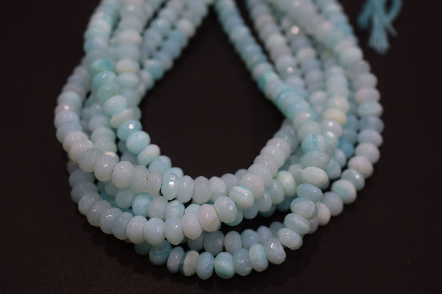 Natural Peruvian Blue Opal Rondelle Faceted Beads , Sold By Strand , 8 - 8.50 mm , 13",  20485