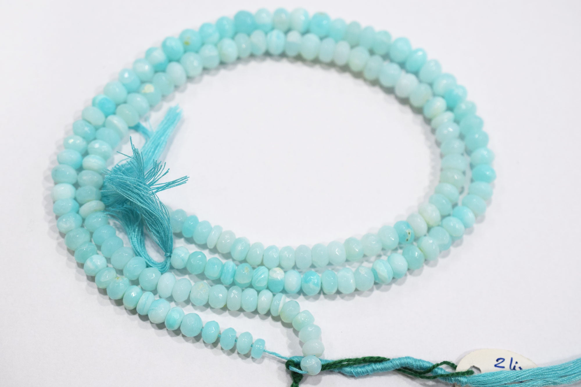 Natural Peruvian Blue Opal Rondelle Faceted Beads , Sold By Strand , 6 - 7 mm , 13",  20486