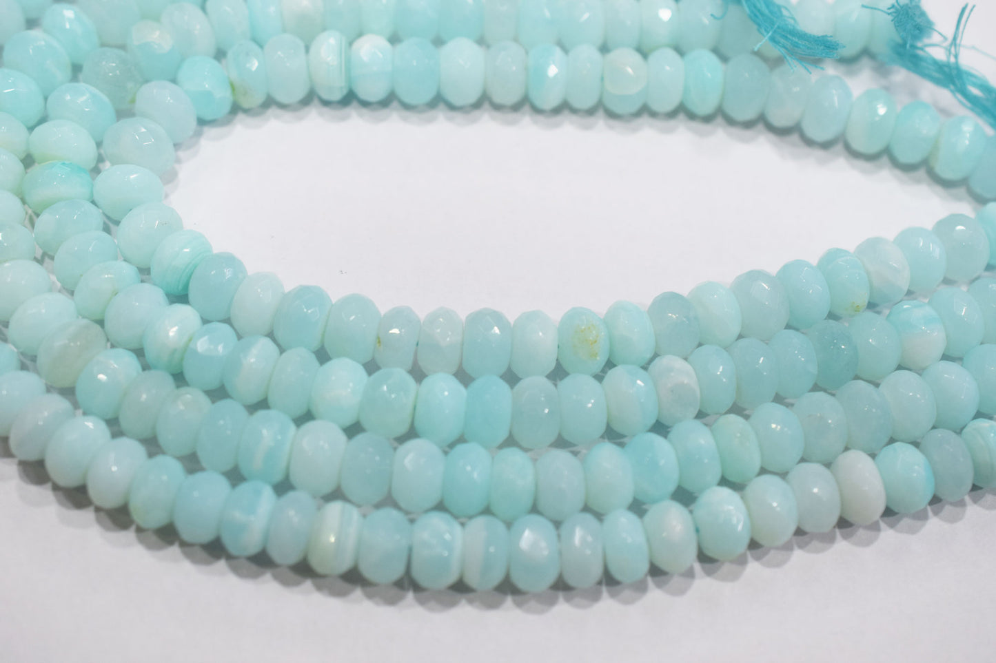 Natural Peruvian Blue Opal Rondelle Faceted Beads , Sold By Strand , 9 - 9.50 mm , 13",  20487