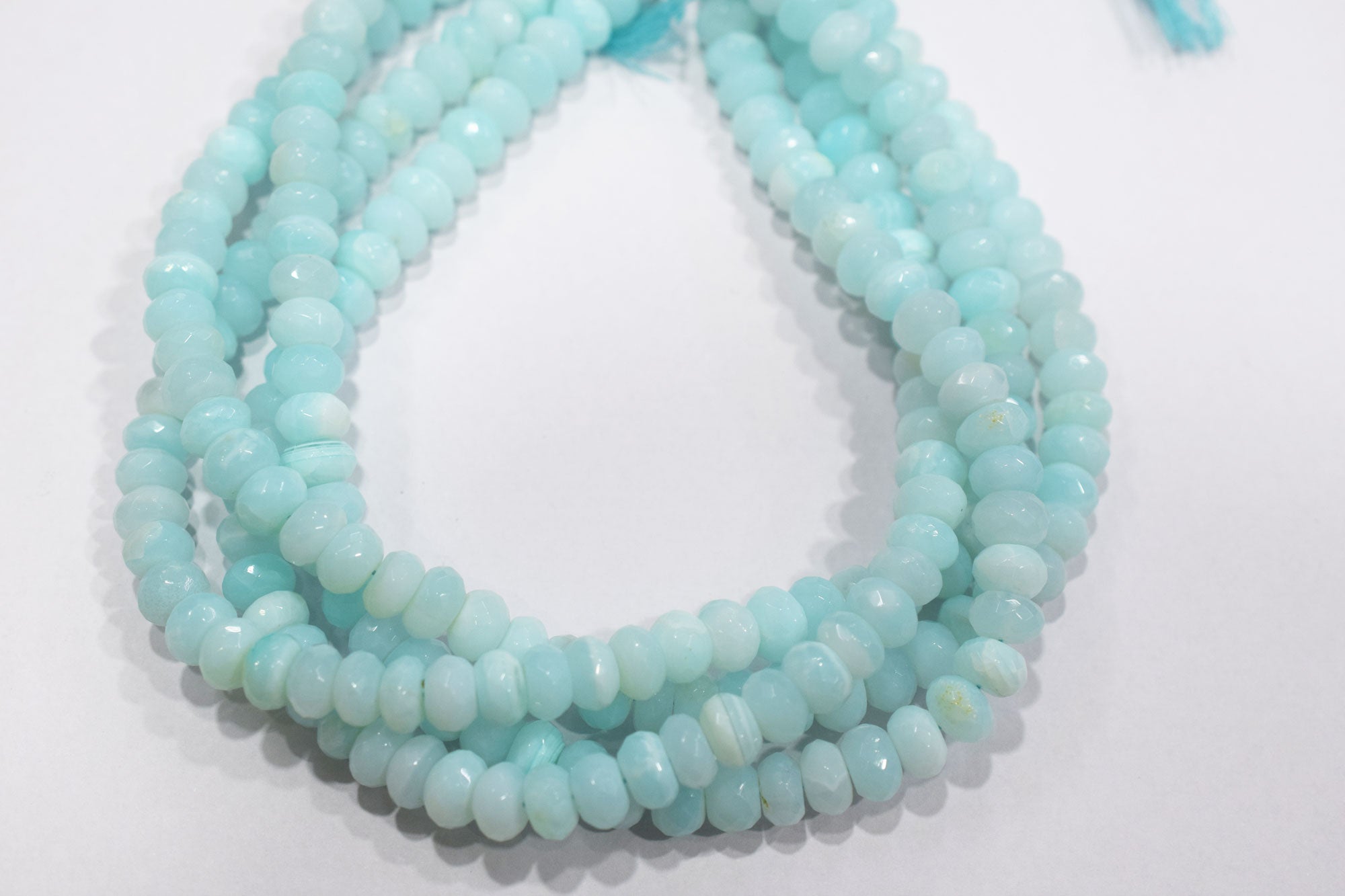 Natural Peruvian Blue Opal Rondelle Faceted Beads , Sold By Strand , 9 - 9.50 mm , 13",  20487