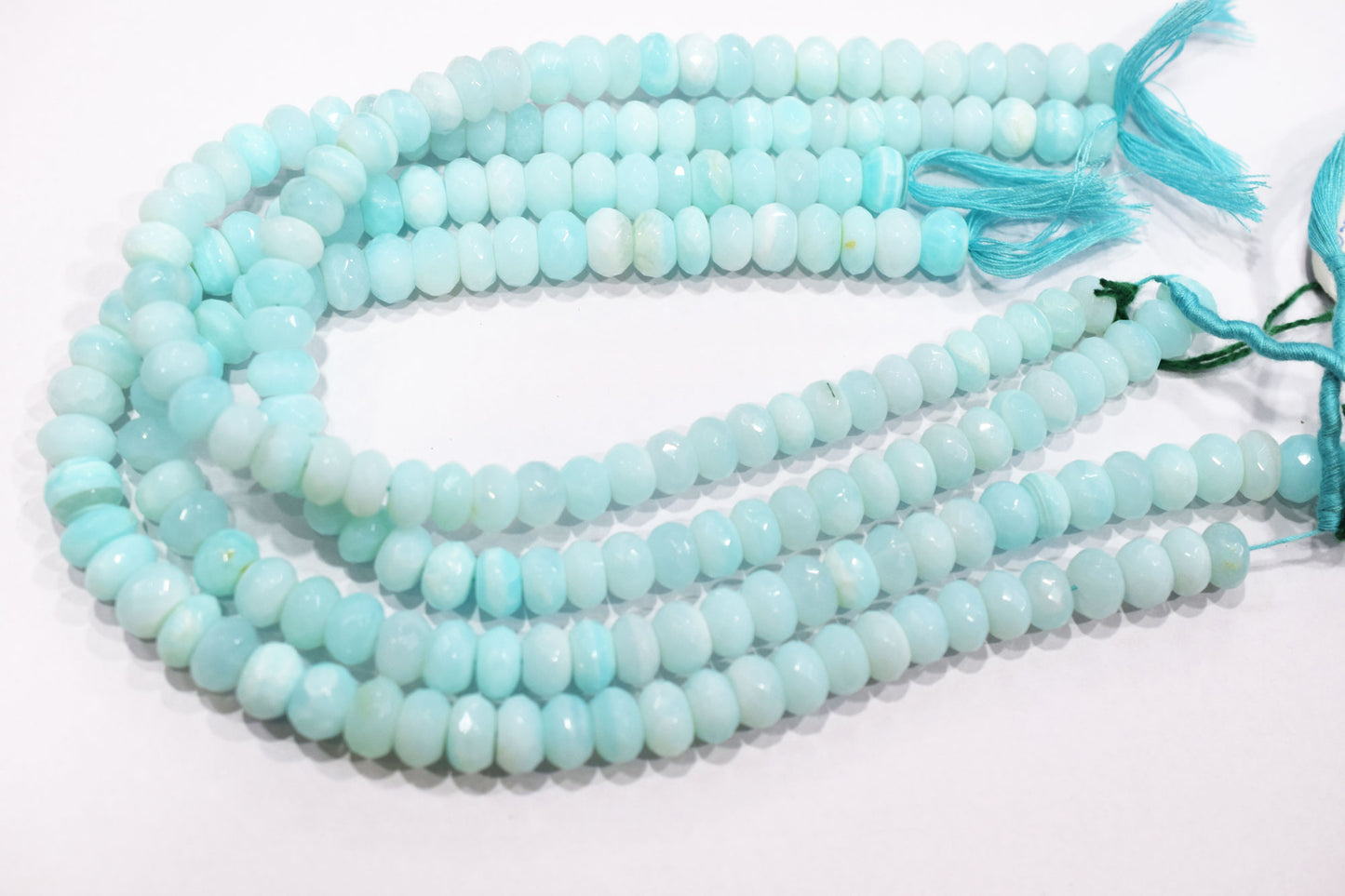 Natural Peruvian Blue Opal Rondelle Faceted Beads , Sold By Strand , 10 - 11 mm , 13",  20488