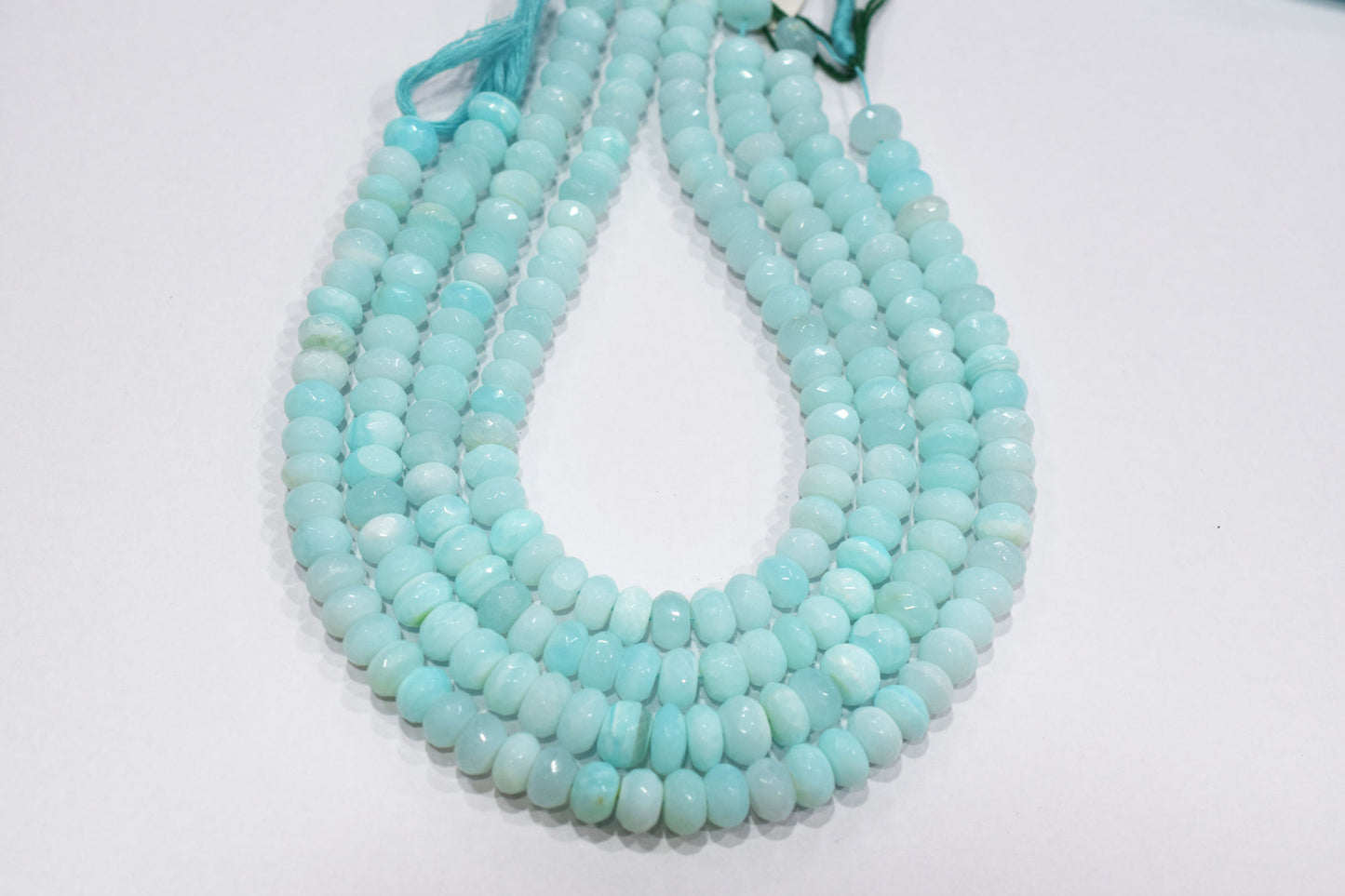 Natural Peruvian Blue Opal Rondelle Faceted Beads , Sold By Strand , 10 - 11 mm , 13",  20488