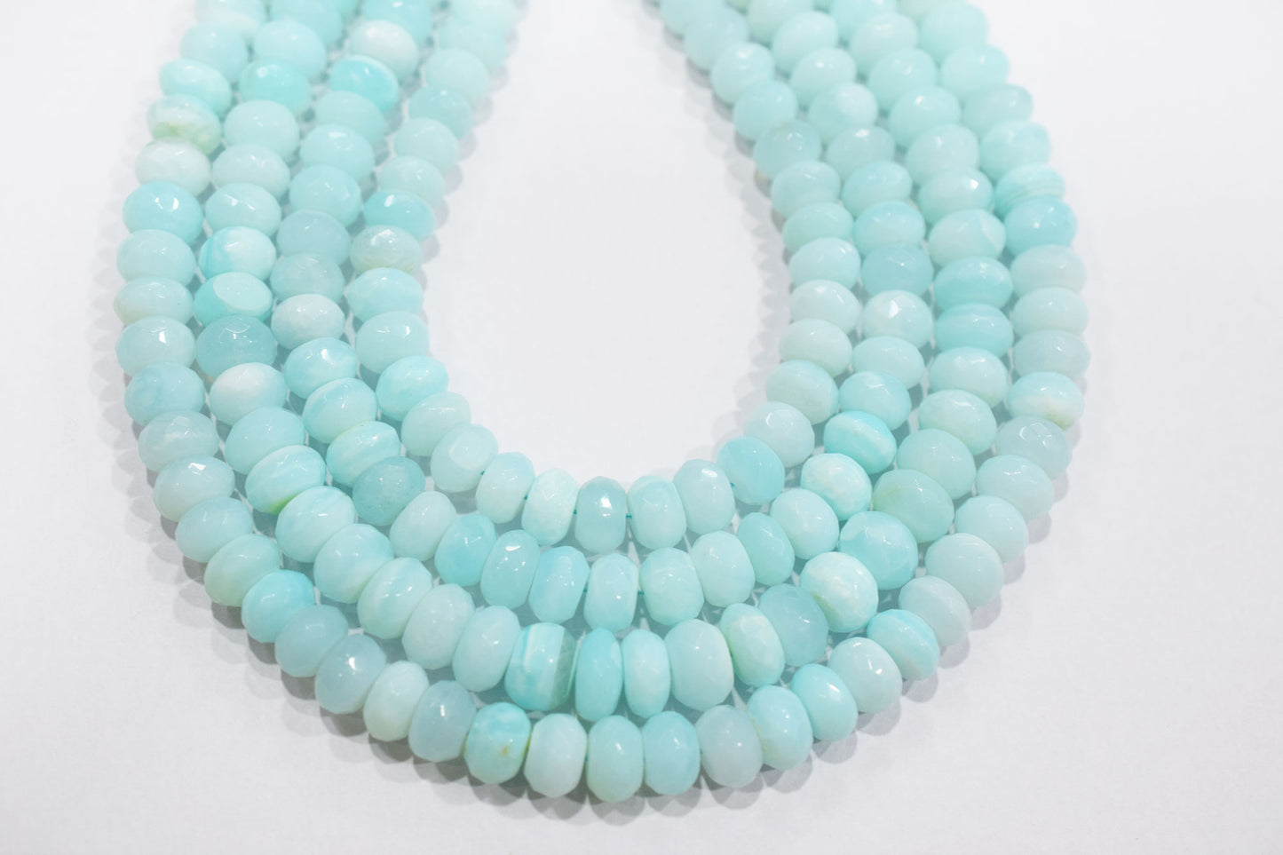 Natural Peruvian Blue Opal Rondelle Faceted Beads , Sold By Strand , 10 - 11 mm , 13",  20488