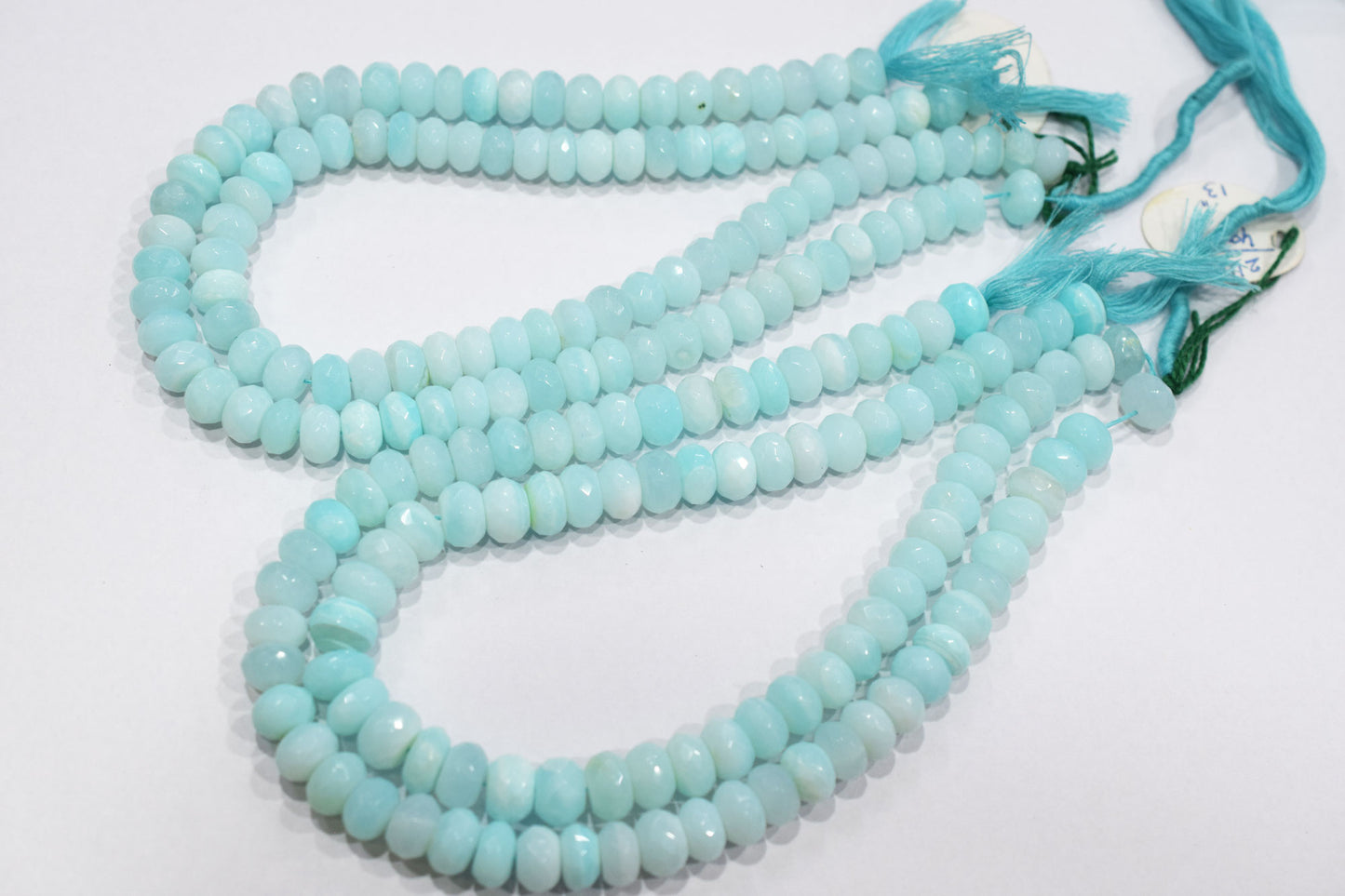 Natural Peruvian Blue Opal Rondelle Faceted Beads , Sold By Strand , 10 - 11 mm , 13",  20488