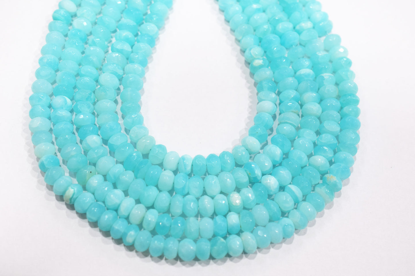 Natural Peruvian Blue Opal Rondelle Faceted Beads , Sold By Strand , 8 - 9 mm , 13",  20489