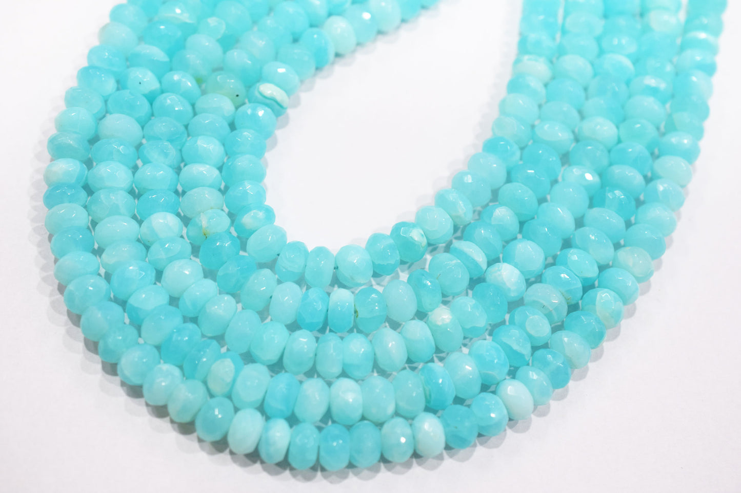 Natural Peruvian Blue Opal Rondelle Faceted Beads , Sold By Strand , 8 - 9 mm , 13",  20489