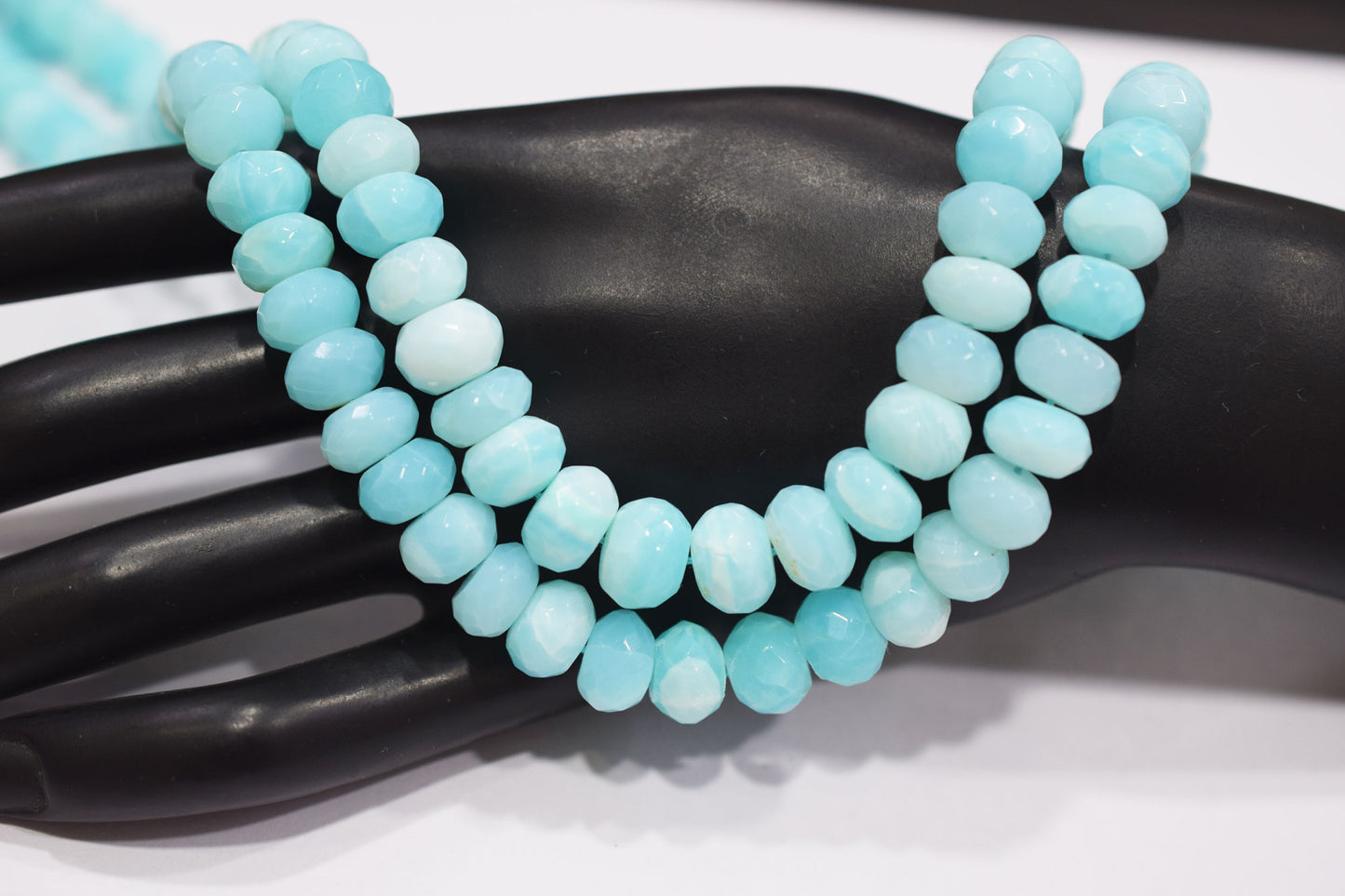 Natural Peruvian Blue Opal Rondelle Faceted Beads , Sold By Strand , 10 mm , 13",  20490