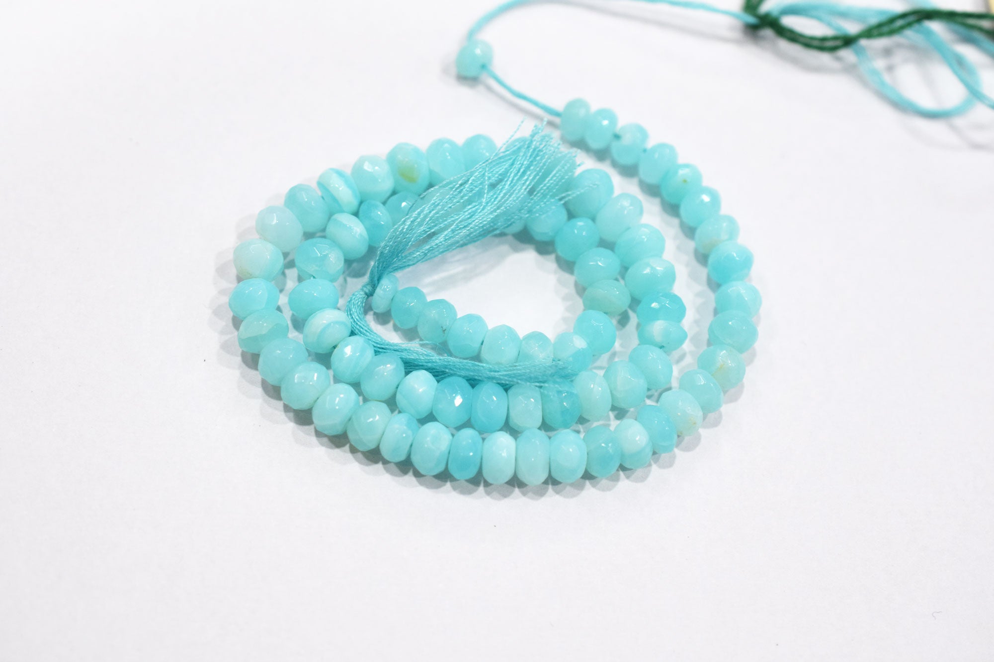 Natural Peruvian Blue Opal Rondelle Faceted Beads , Sold By Strand , 5.50 - 7 mm , 13",  20492