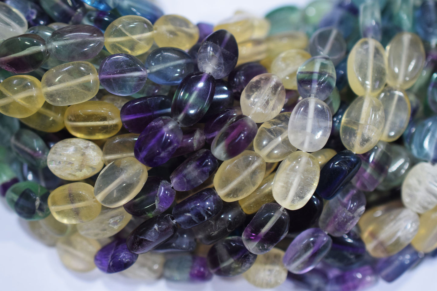 Natural Multi Fluorite Oval Nuggets Shape Beads , Sold By Strand , 8x10 - 8.50x12  mm , 13" , 20628