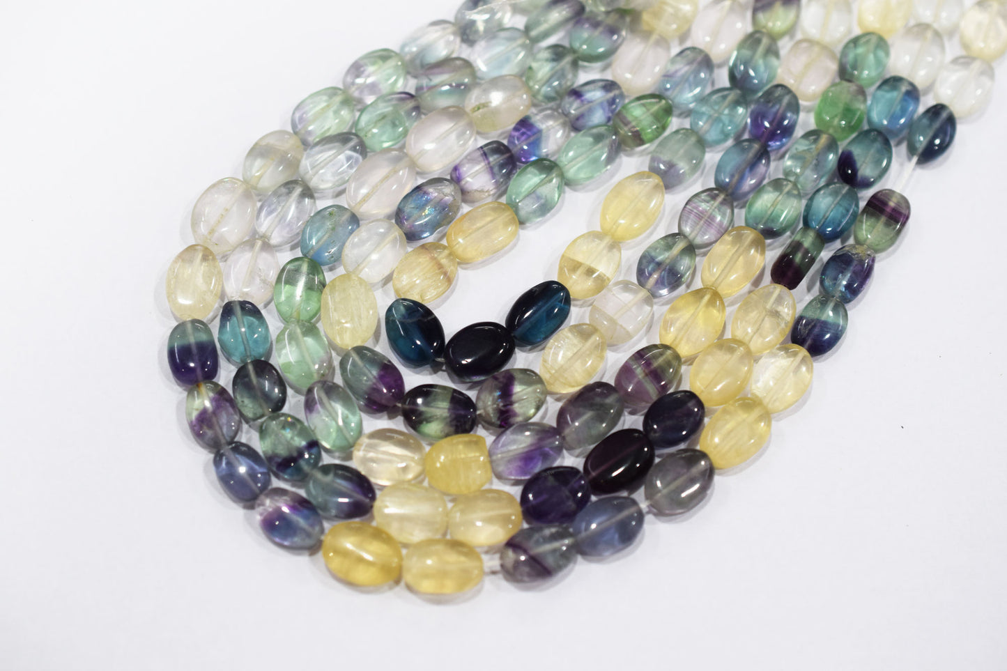 Natural Multi Fluorite Oval Nuggets Shape Beads , Sold By Strand , 8x10 - 8.50x12  mm , 13" , 20628