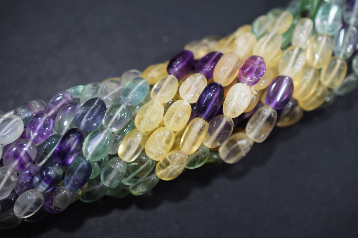 Natural Multi Fluorite Oval Nuggets Shape Beads , Sold By Strand , 6.50x9 - 7x12  mm , 14" ,   20629