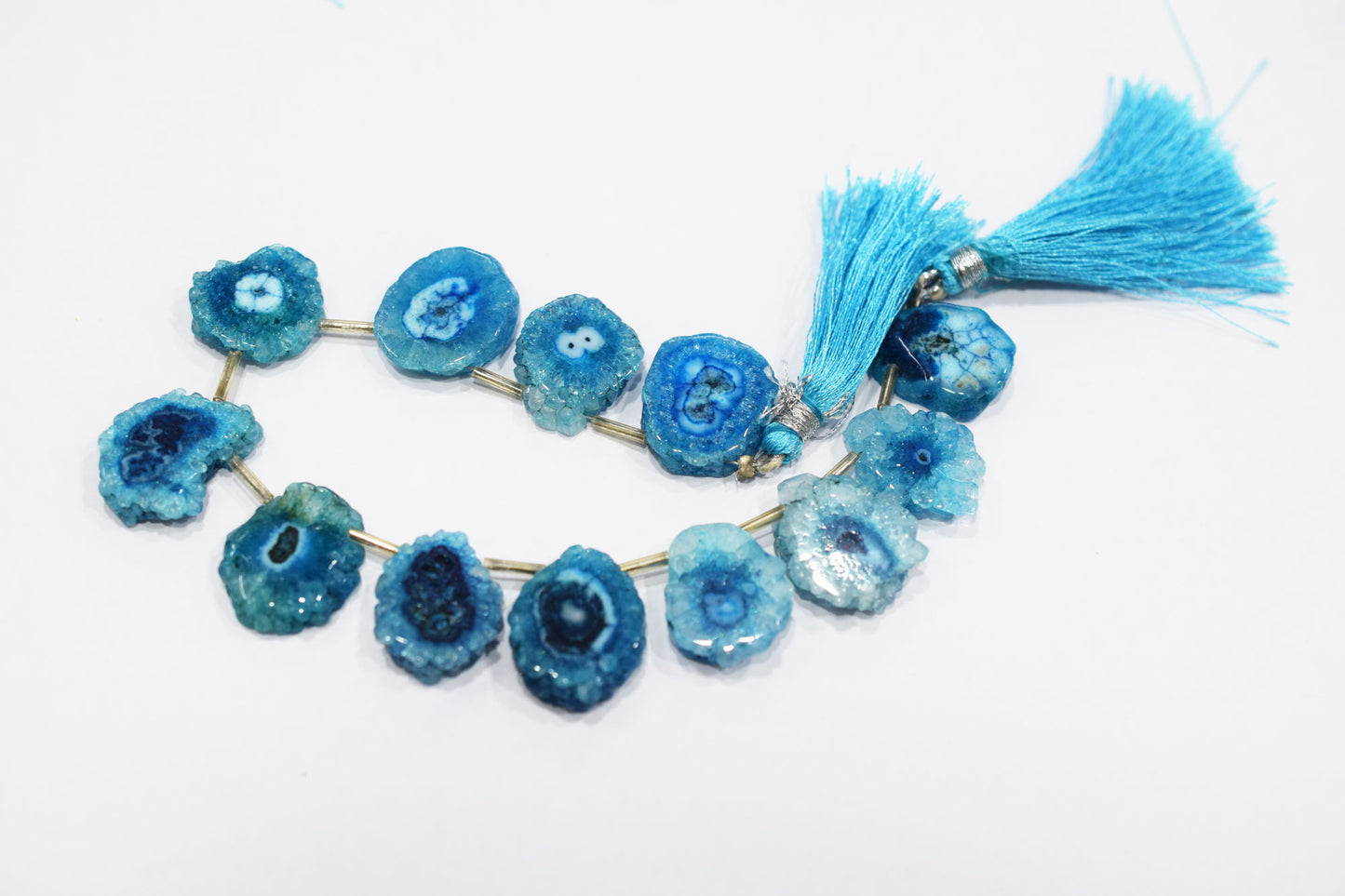 Sky Blue Color Druzy Nuggets Shape Briolettes , Sold By Strand , 13x15 - 18x20 mm , 8" , 20633