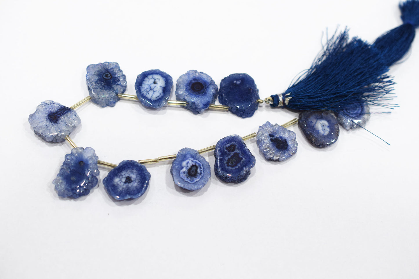 Iolite Color Druzy Nuggets Shape Briolettes , Sold By Strand , 13x20 - 18x21 mm , 8" , 20636