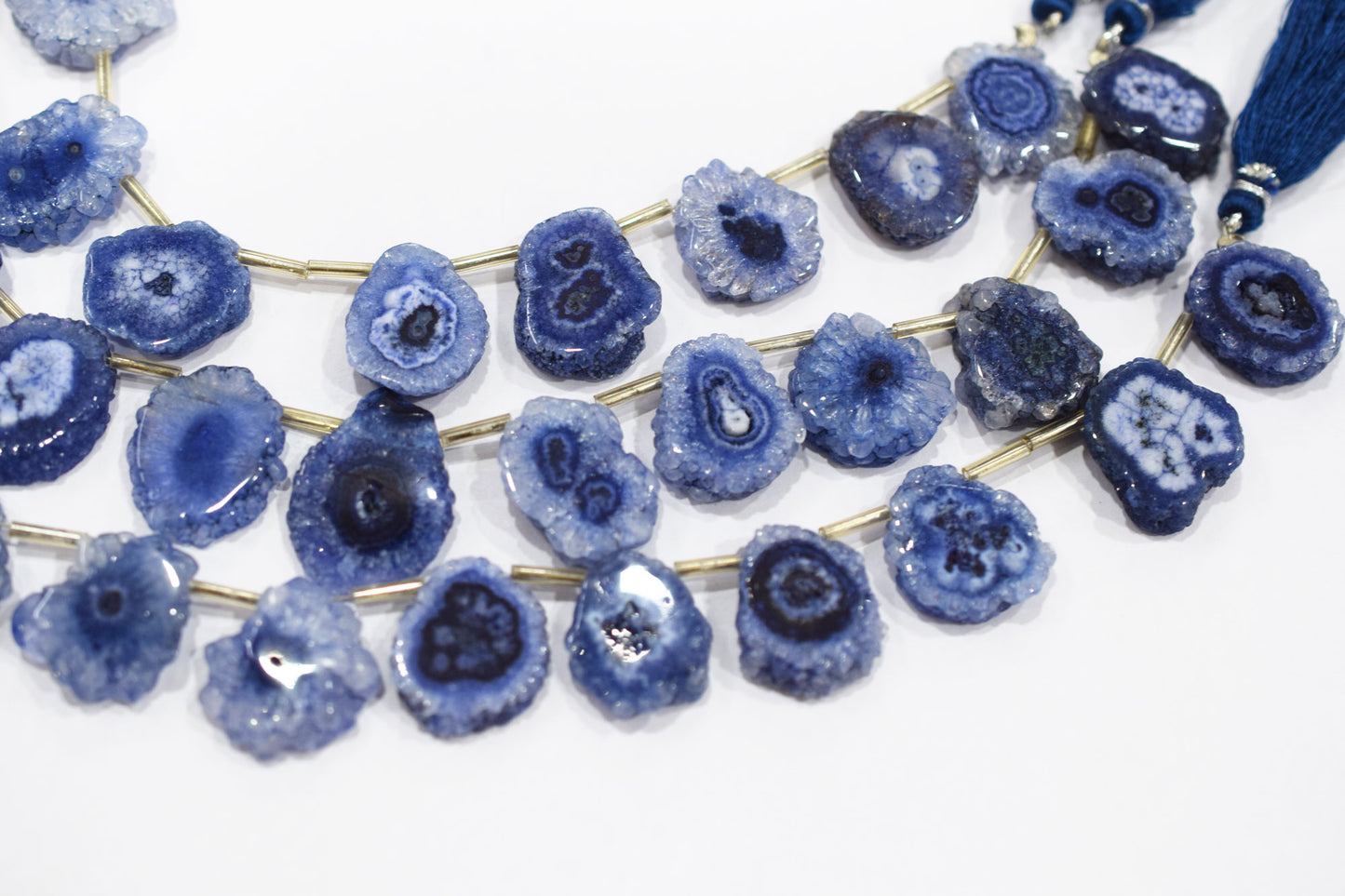 Iolite Color Druzy Nuggets Shape Briolettes , Sold By Strand , 13x20 - 18x21 mm , 8" , 20636
