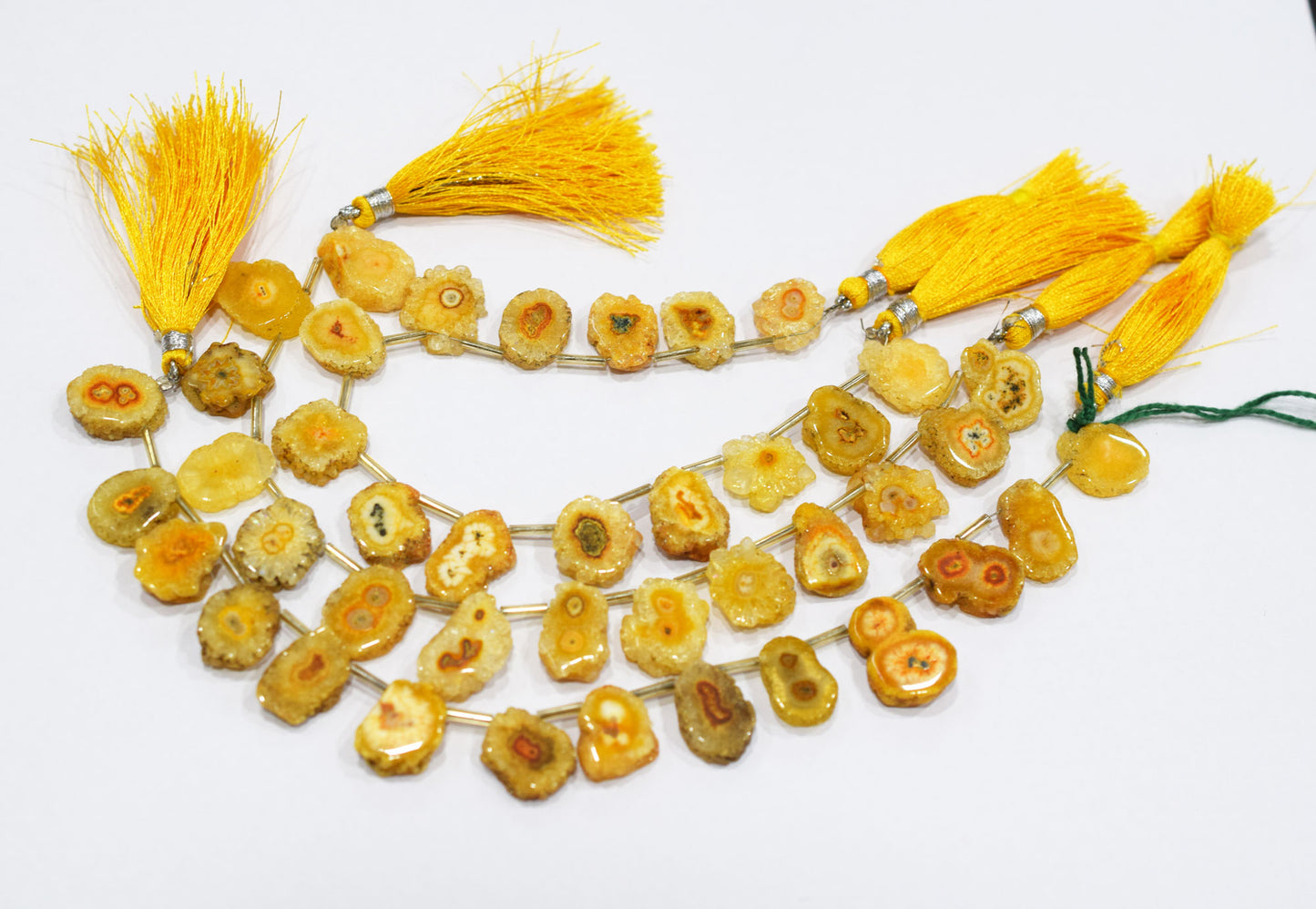 Yellow Color Druzy Nuggets Shape Briolettes , Sold By Strand , 10x15 - 16x20 mm , 8" , 20640