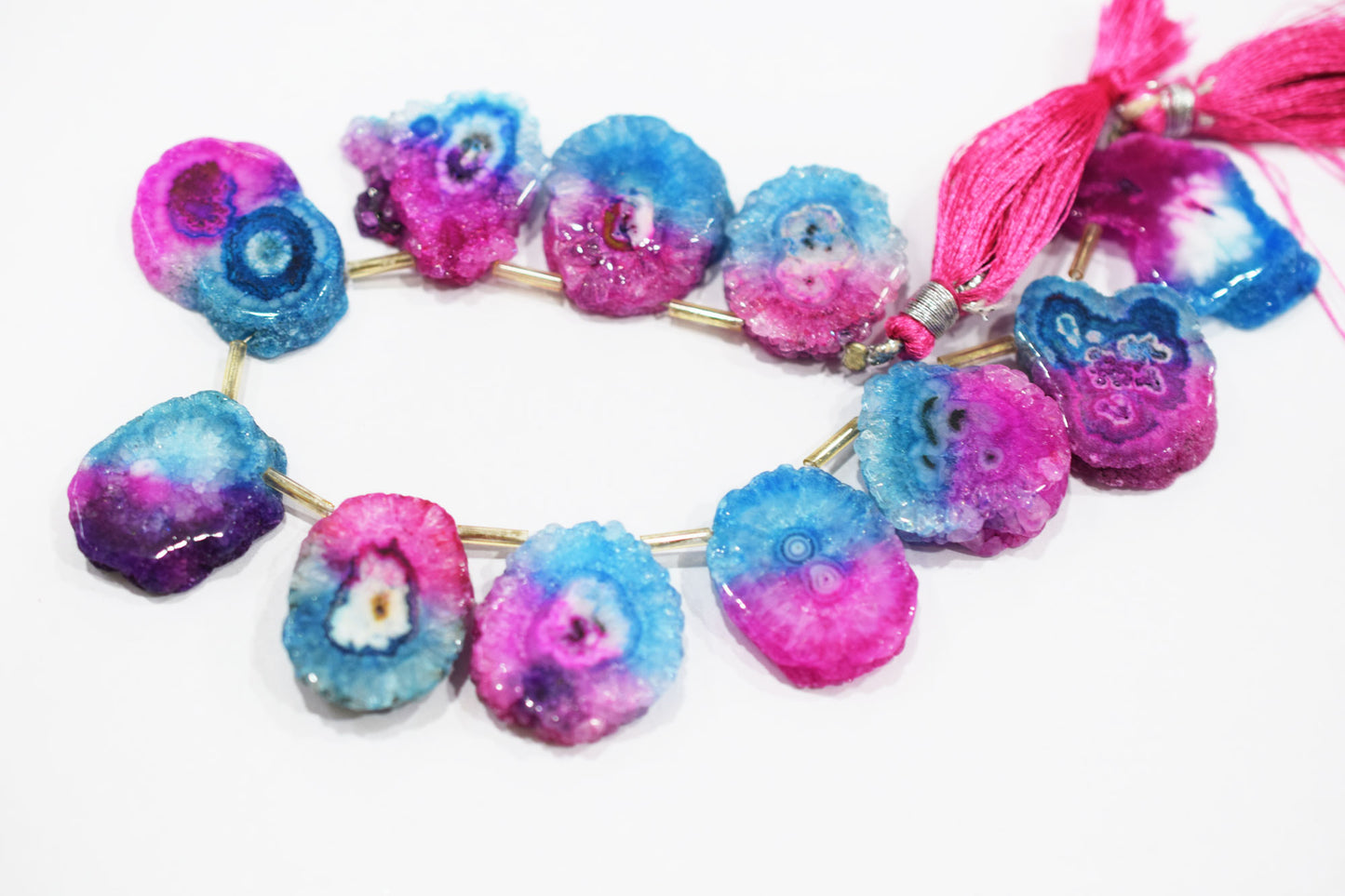 Multi Color Druzy Nuggets Shape Briolettes , Sold By Strand , 18x22 - 20x30 mm , 8" , 20643