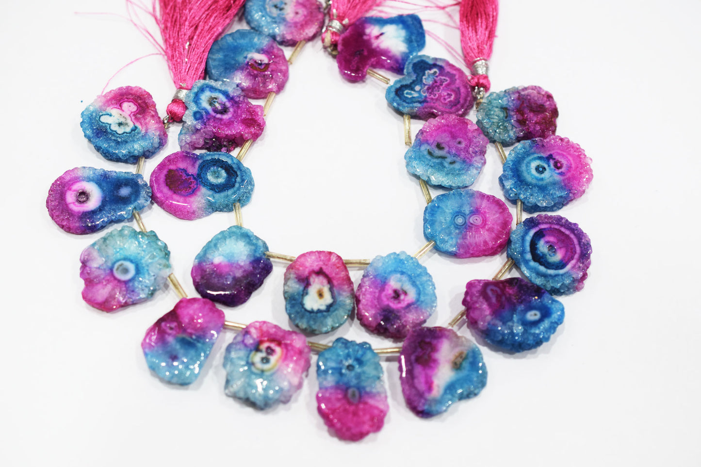 Multi Color Druzy Nuggets Shape Briolettes , Sold By Strand , 18x22 - 20x30 mm , 8" , 20643