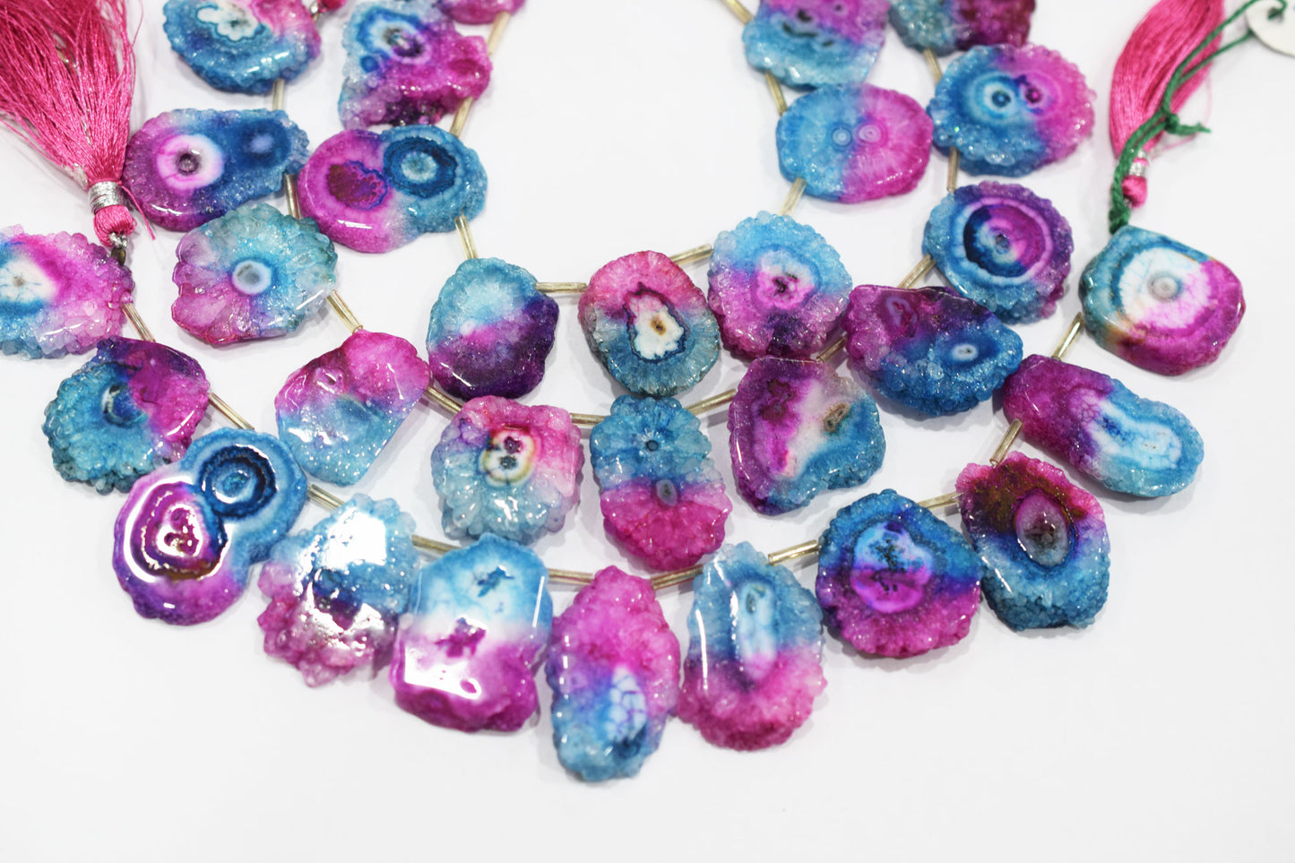 Multi Color Druzy Nuggets Shape Briolettes , Sold By Strand , 18x22 - 20x30 mm , 8" , 20643