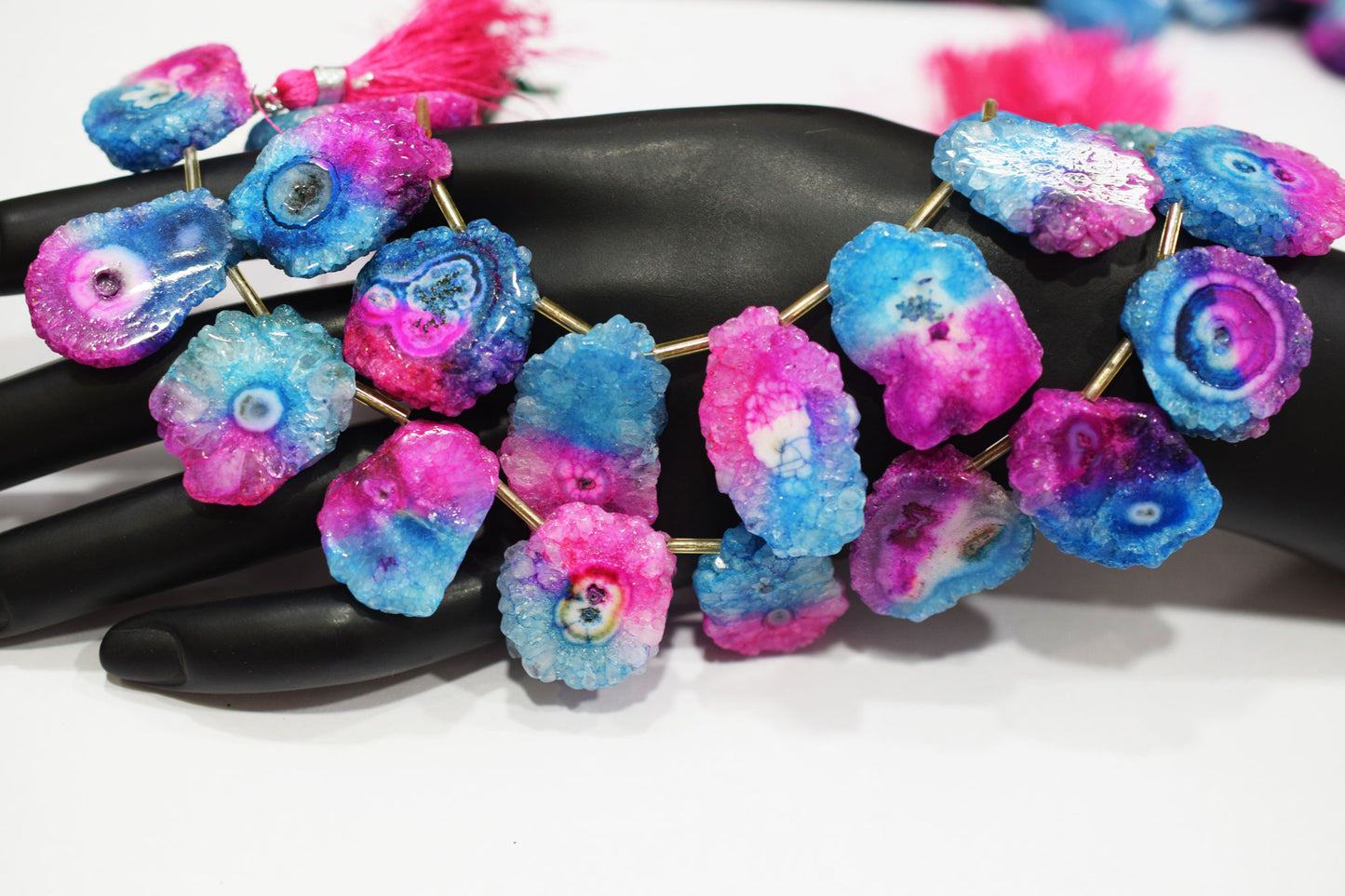 Multi Color Druzy Nuggets Shape Briolettes , Sold By Strand , 18x22 - 20x30 mm , 8" , 20643