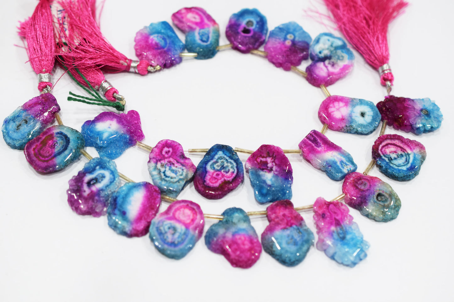 Multi Color Druzy Nuggets Shape Briolettes , Sold By Strand , 13x23 - 17x24 mm , 8" , 20644
