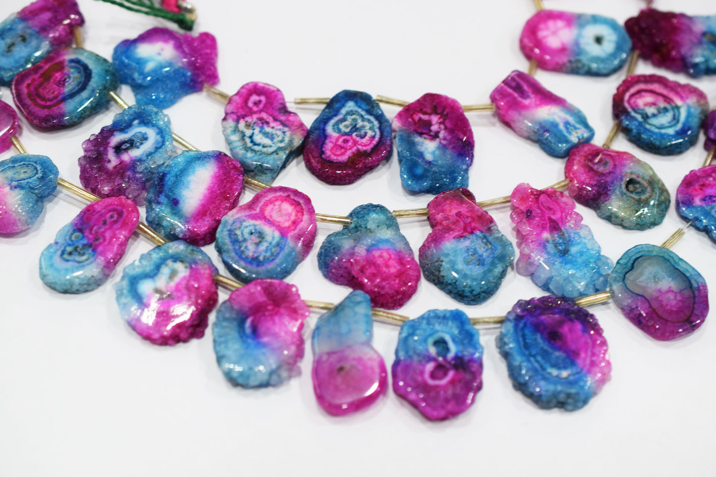 Multi Color Druzy Nuggets Shape Briolettes , Sold By Strand , 13x23 - 17x24 mm , 8" , 20644