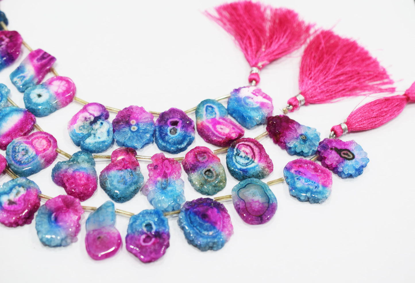Multi Color Druzy Nuggets Shape Briolettes , Sold By Strand , 13x23 - 17x24 mm , 8" ,  20644
