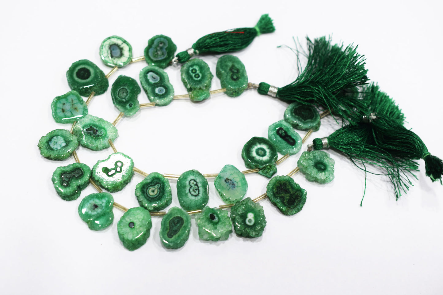 Green Color Druzy Nuggets Shape Briolettes , Sold By Strand , 15x18 - 18x21 mm , 8" , 20645
