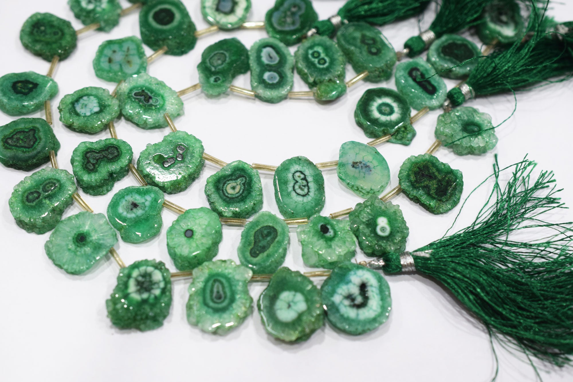 Green Color Druzy Nuggets Shape Briolettes , Sold By Strand , 15x18 - 18x21 mm , 8" ,  20645