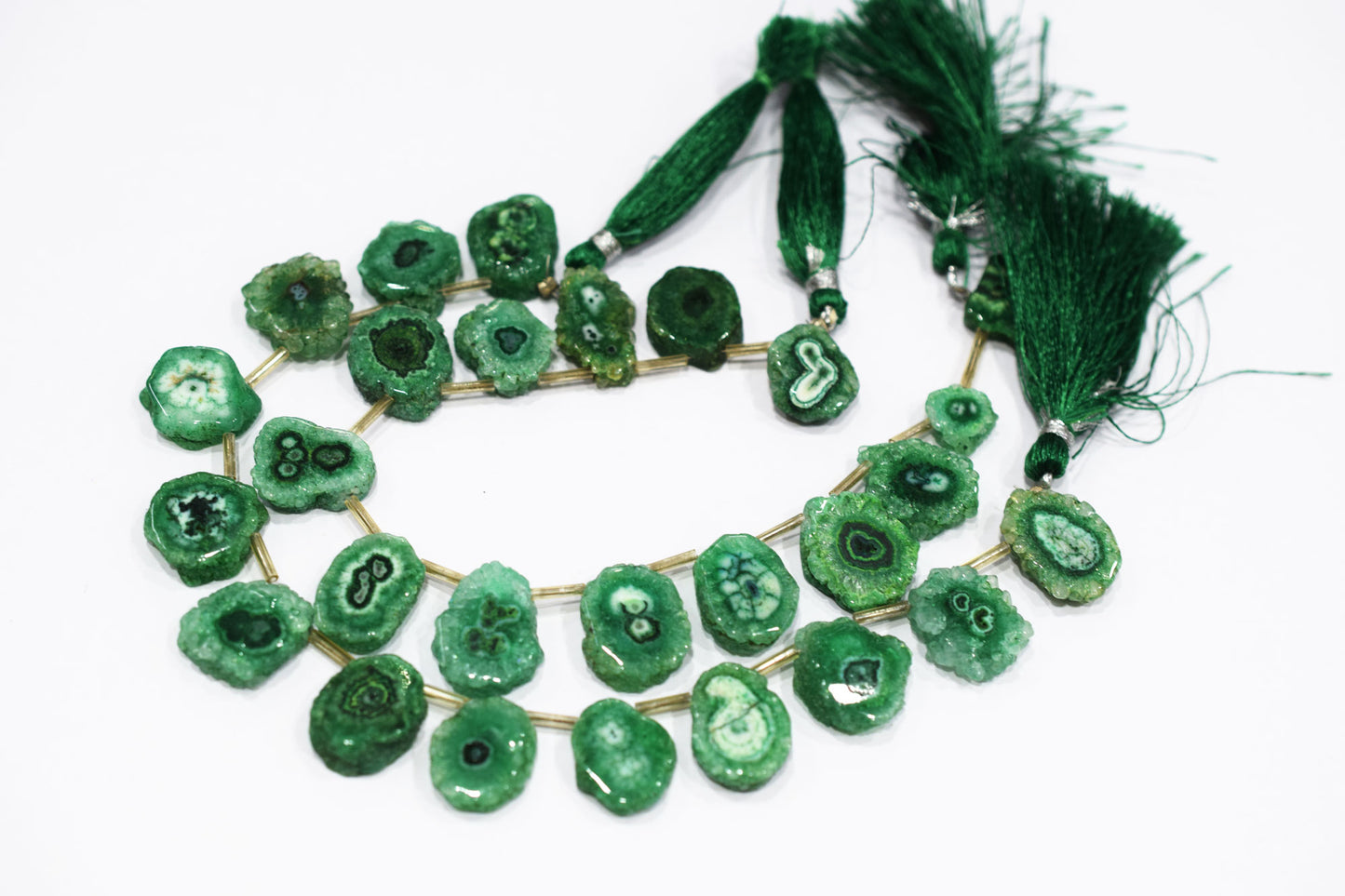Green Color Druzy Nuggets Shape Briolettes , Sold By Strand , 13x15 - 16x18 mm , 8" , 20646